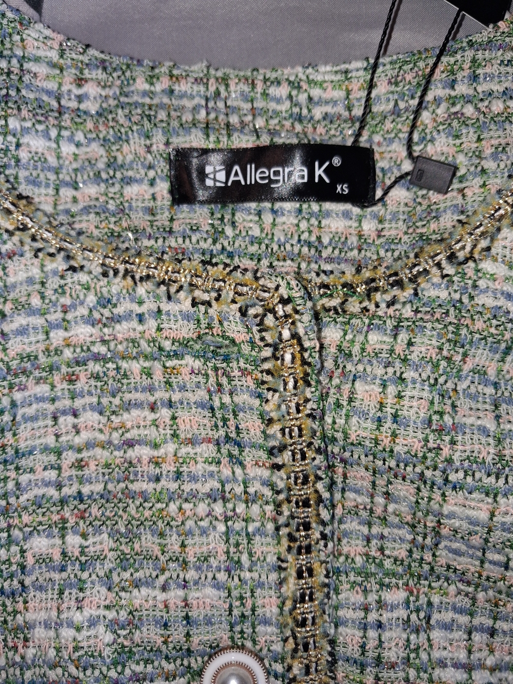 Classic Green Tweed Women's Jacket And Skirt Set - Elegant Office Wear - Picture 4 of 9